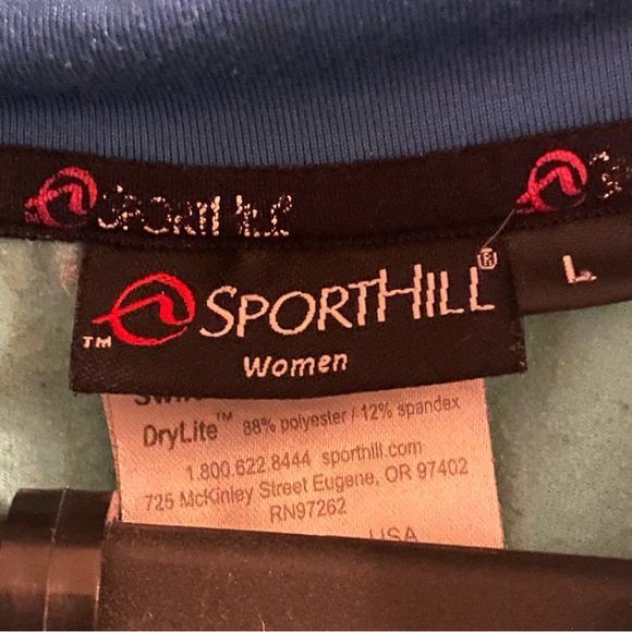 Athletic Set:  Light Blue Pullover Sweater with a Black 3/4 Capri Cropped pants - Picture 8 of 9